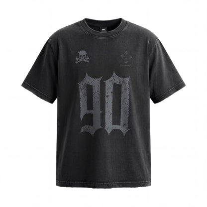 Fade Washed Skull Number Print Short Sleeve T-Shirt WN25769