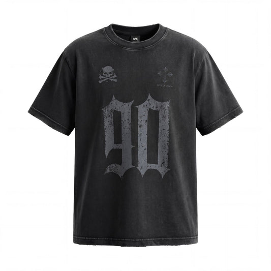 Fade Washed Skull Number Print Short Sleeve T-Shirt WN25769