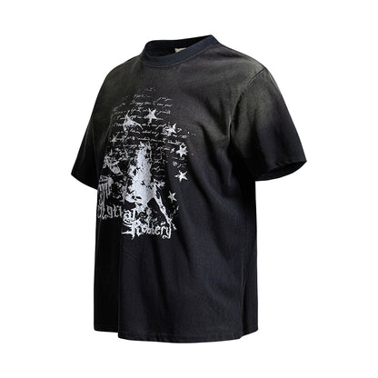 Washed Graphic Letter Print Short Sleeve T-Shirt WN25452