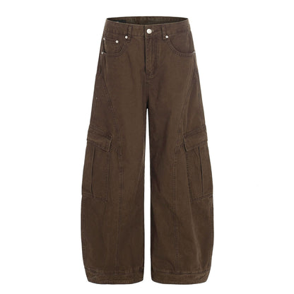 Washed Multi Pocket Curved Cargo Pants WN26016