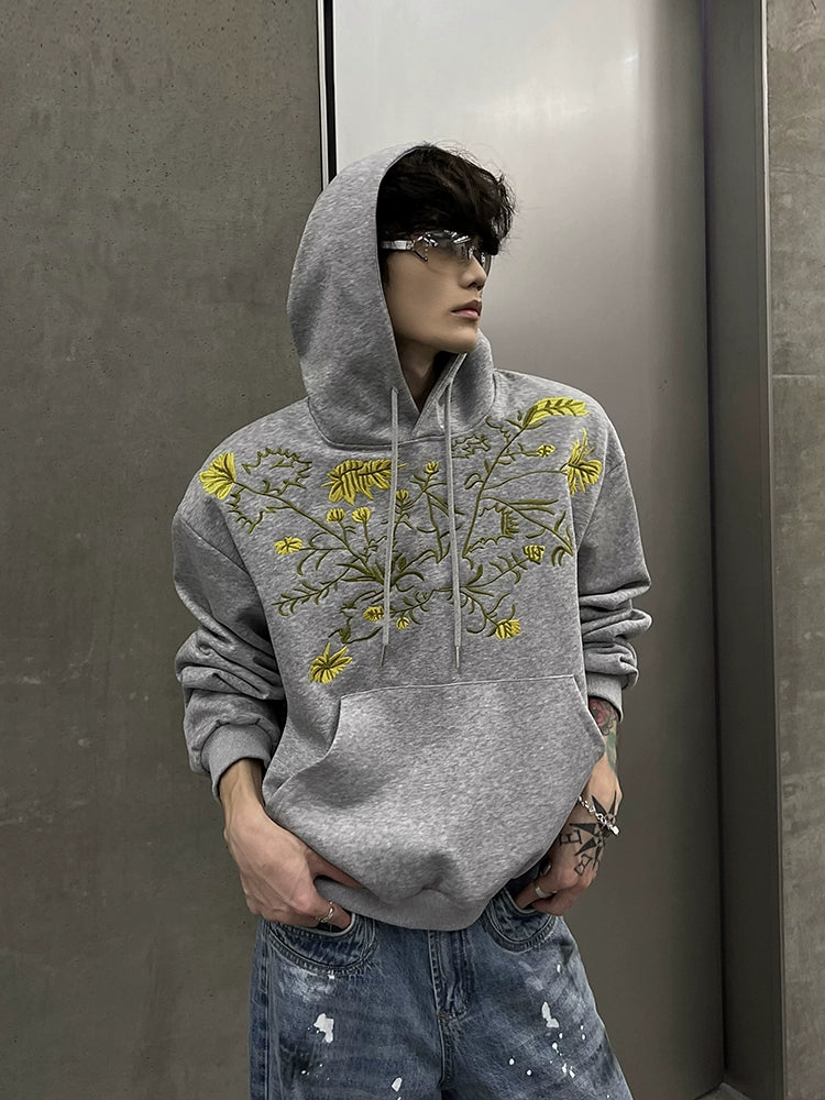 Flower Embroidery Pullover Hoodie WN10764