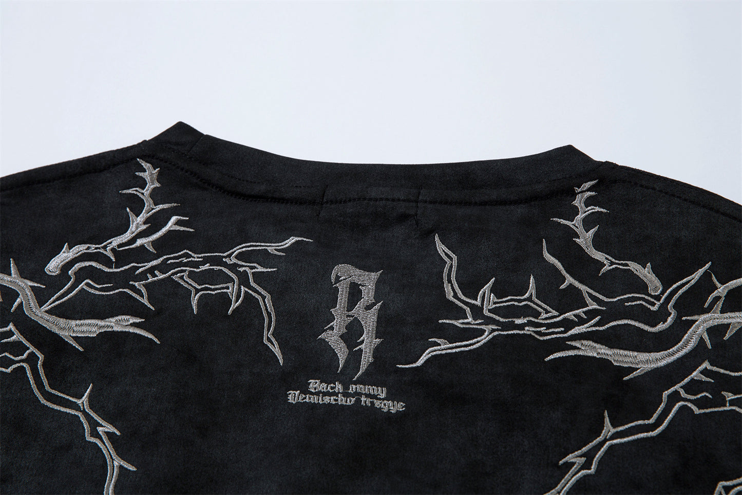 Embroidery Suede Design Oversize Short Sleeve T-Shirt WN15080