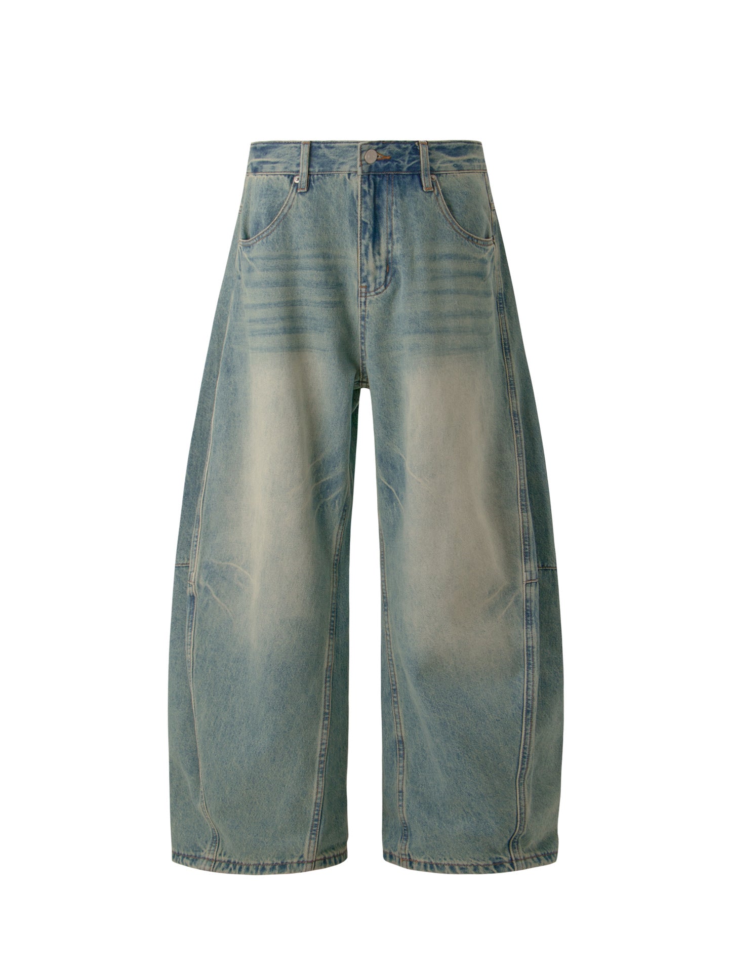Washed Curved-Leg Wide Leg Denim Jeans WN26337
