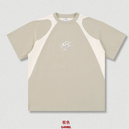 Color Block Patchwork Short Sleeve T-Shirt WN18678