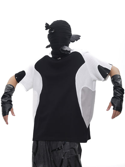 Colorblock Mesh Design Short Sleeve T-Shirt WN18711