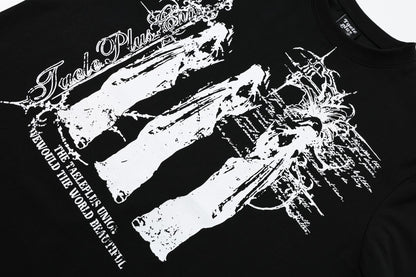 Graffiti Print Cotton Short Sleeve T-Shirt WN25729