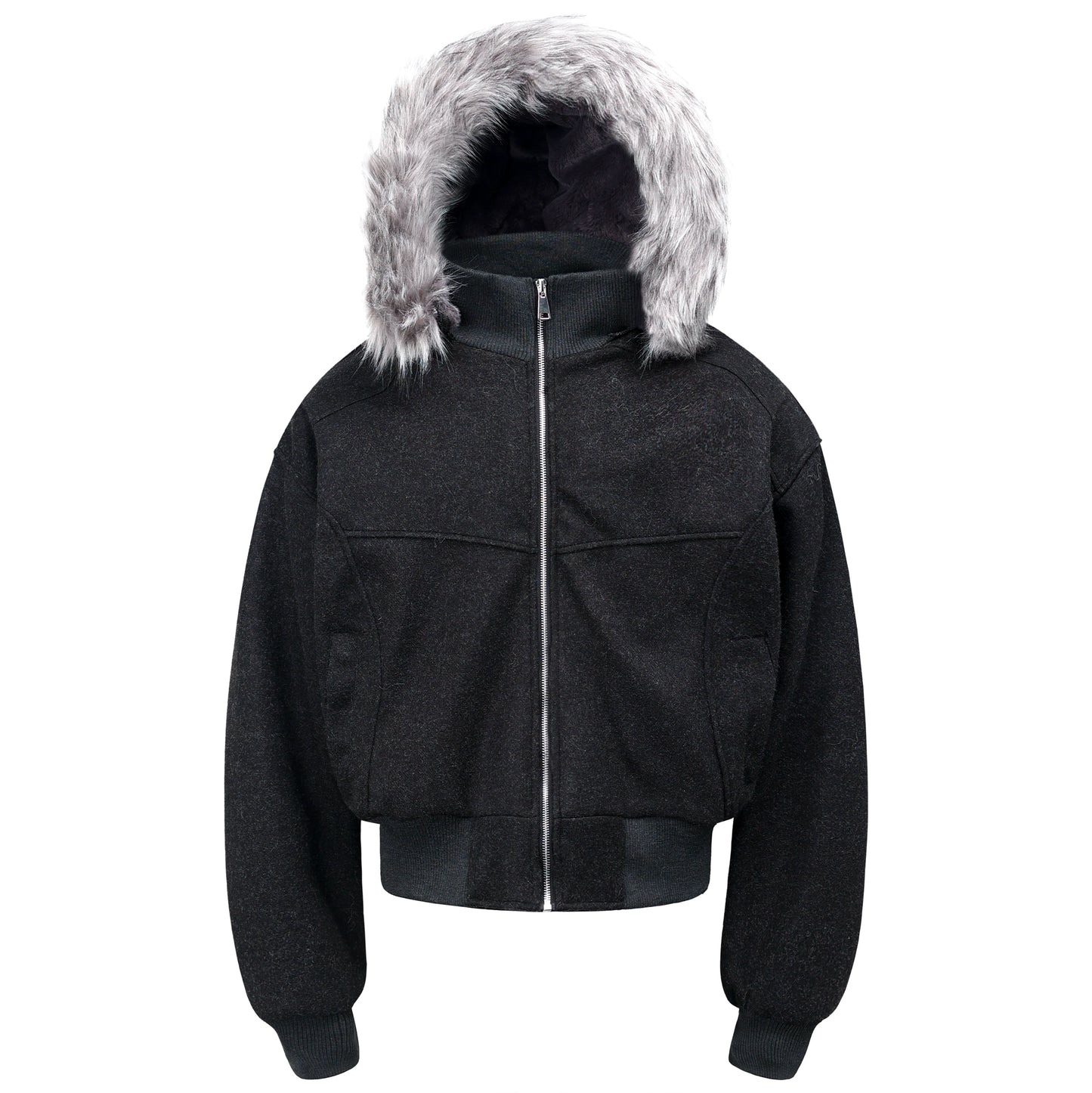 Fake Fur-Collar Zipper Padded Jacket WN22182
