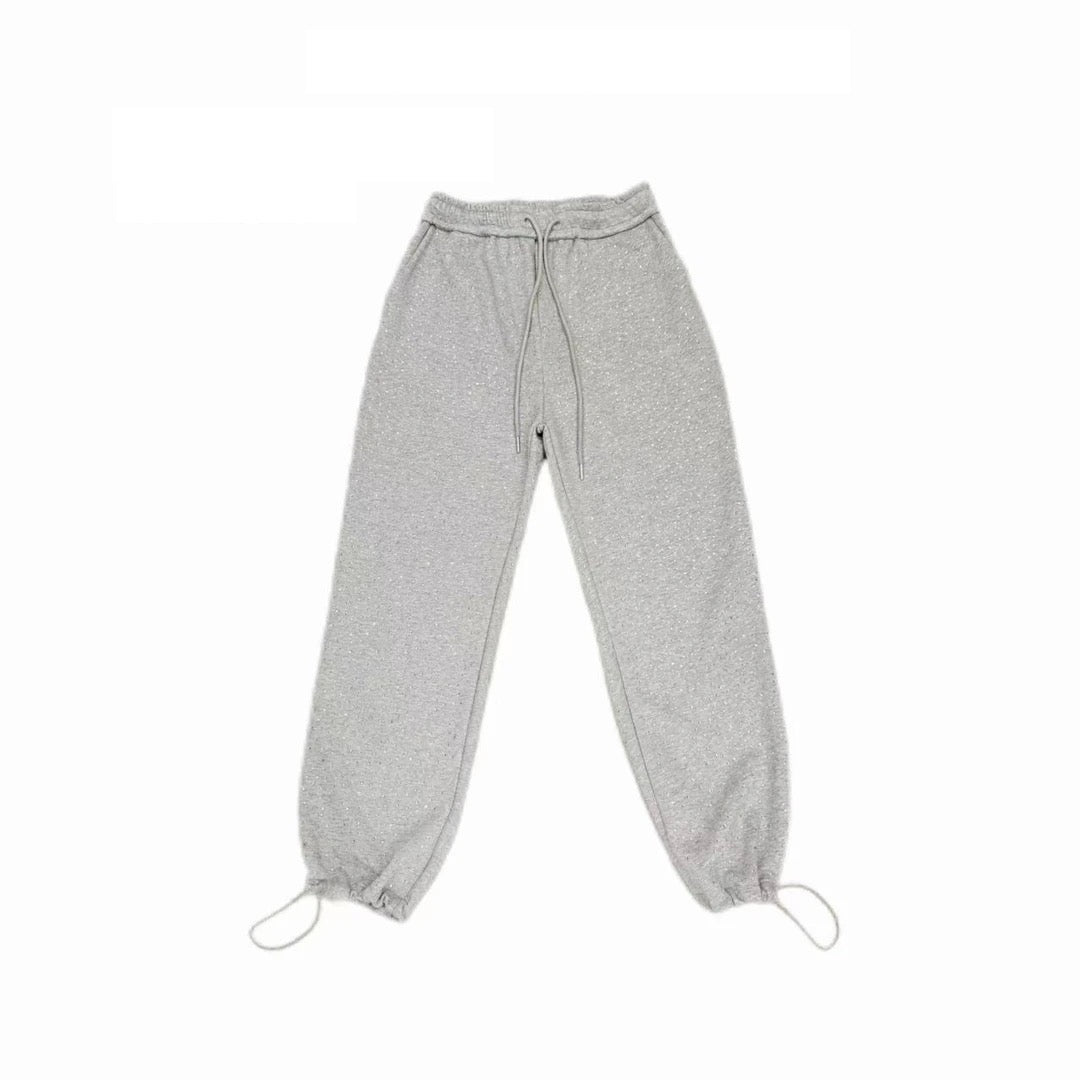 Rhinestone Adjustable Drawstring Sweatpants WN20710