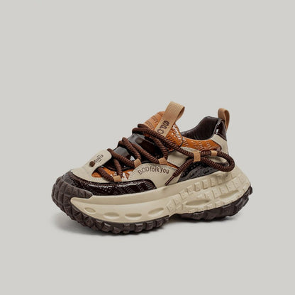 Color Block Chunky Sole Lace-Up Sneakers WN23479