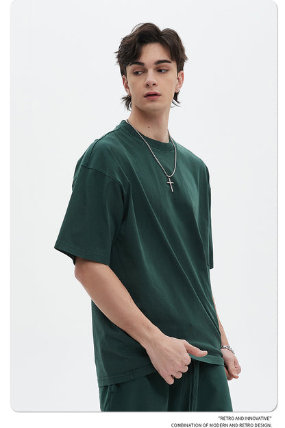Oversize Washed Short-sleeve-T-shirt & Washed Short Sweatpants Setup WN6633