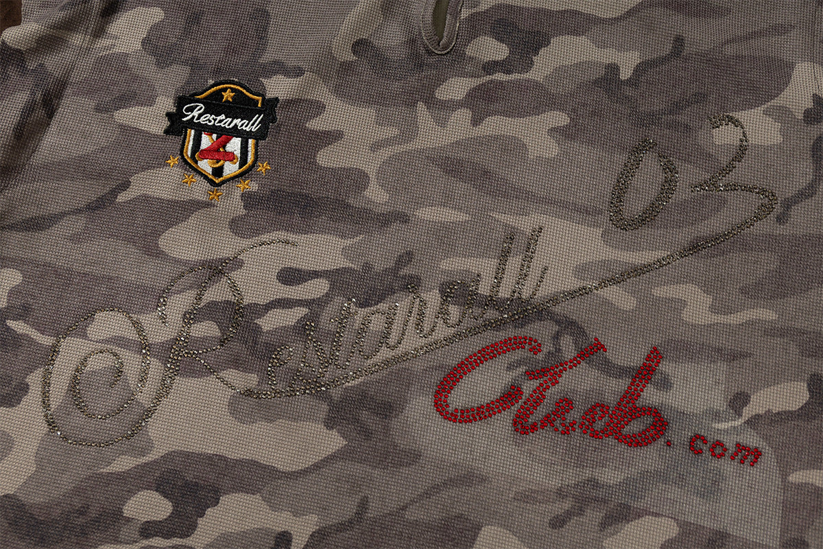 Camouflage Contrast Sleeve Embroidery Hoodie WN25503