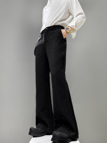 Foil Star Print High Waist Flare Trousers WN23876