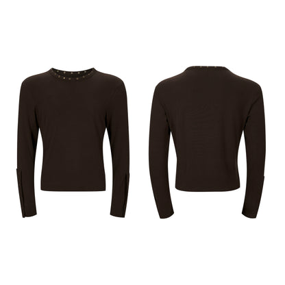 Metal Stud Design Long Sleeve T-Shirt WN21816