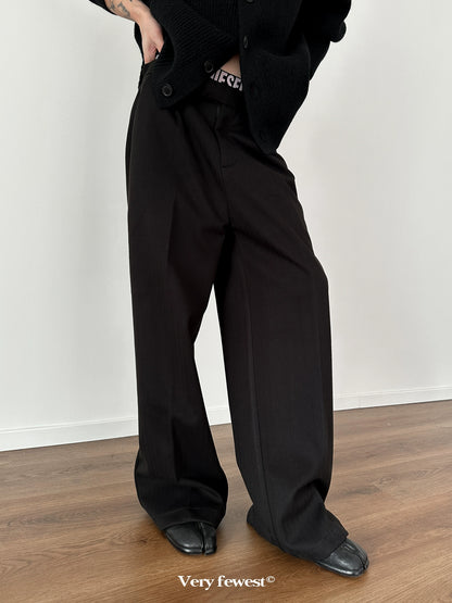 Thick Semi Elastic Waist Trousers WN8860