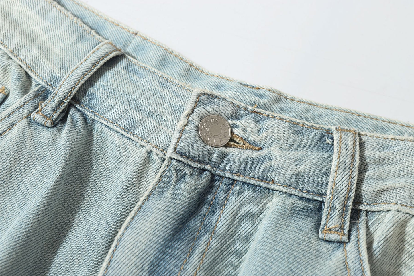 Washed Whisker Wide Leg Denim Jeans WN25873