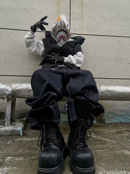 Three-Button Wide Leg Denim Jeans WN20892