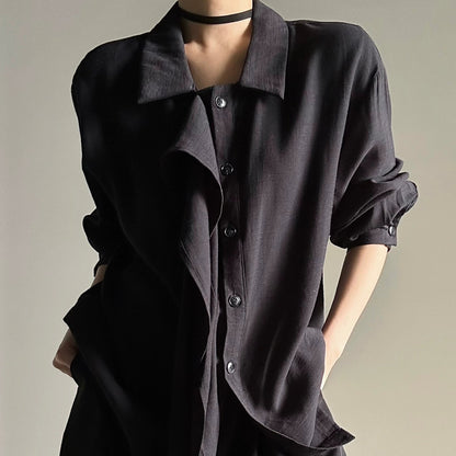 Draped Design Long Sleeve Shirt WN19673