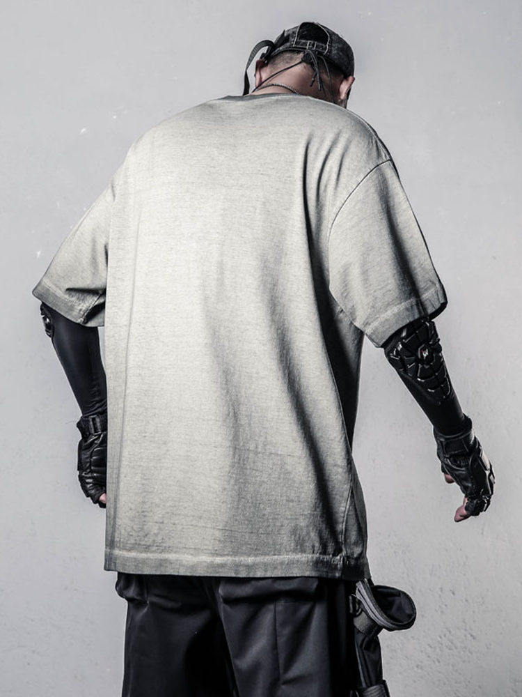 Damage Wash Letter Print Short Sleeve T-Shirt WN22485