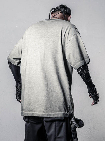 Damage Wash Letter Print Short Sleeve T-Shirt WN22485