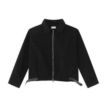 Zipper Short Jacket & Pleats Wide Leg Pants Setup WN25009