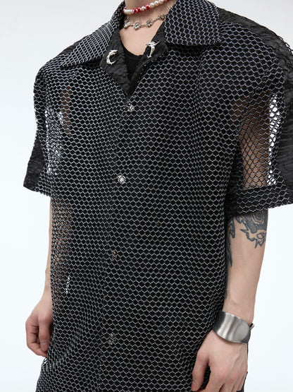 Metal Mesh Short Sleeve Shirt WN5611