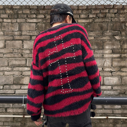 Cross Rhinestone Mohair Oversize Knit Sweater WN22981