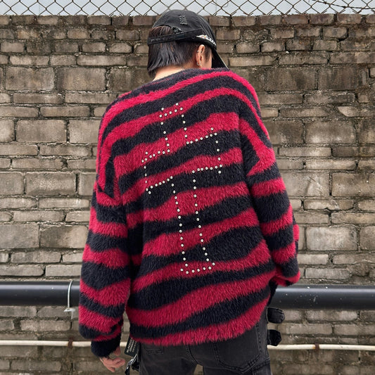 Cross Rhinestone Mohair Oversize Knit Sweater WN22981