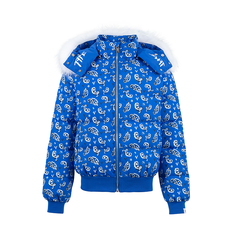 Paisley Hooded White Duck Down Jacket WN20971
