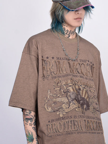 Washed Graphic Print Oversize Short Sleeve T-Shirt WN24449