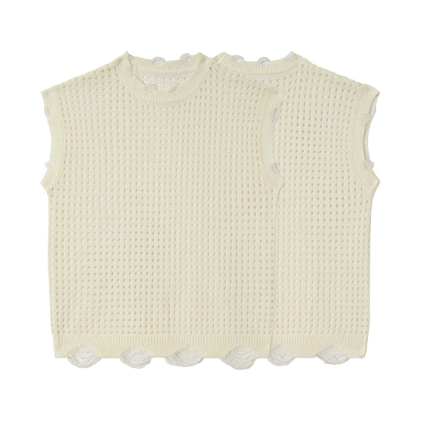 Mesh Damage Design Knit Vest WN25757