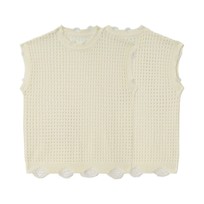 Mesh Damage Design Knit Vest WN25757