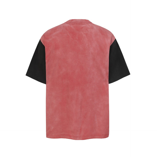 Letter Print Patchwork Wash Damage Short Sleeve T-Shirt WN25598