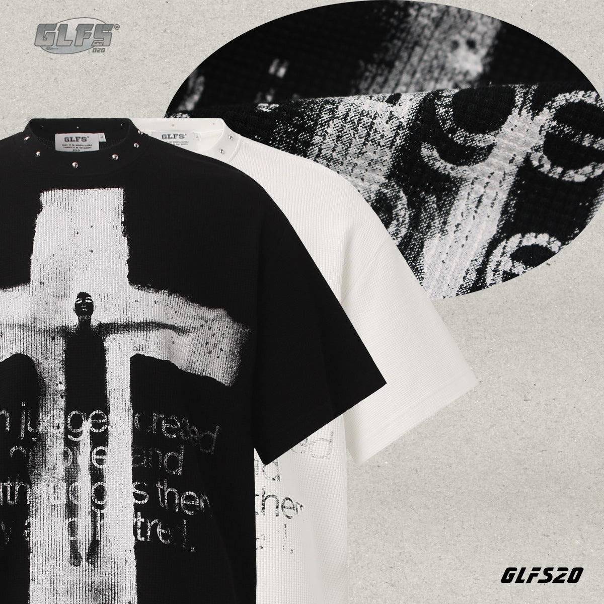 Studs Design Cross Art Print Short Sleeve T-Shirt WN26574