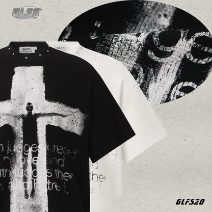 Studs Design Cross Art Print Short Sleeve T-Shirt WN26574