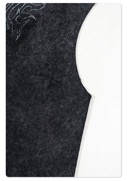 Washed Damage Print Oversize Tank Top T-shirt WN6391