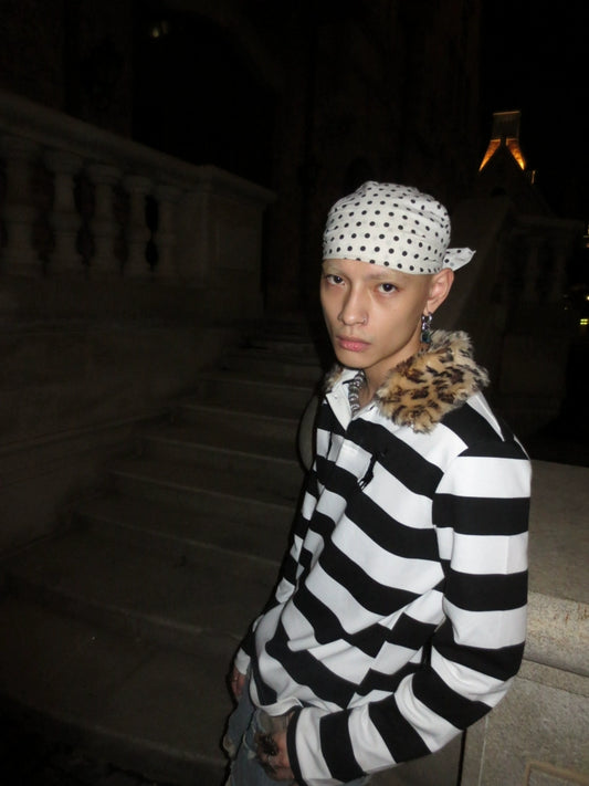 Embroidery Detachable Fur Collar Long Sleeve Polo Shirt WN19062