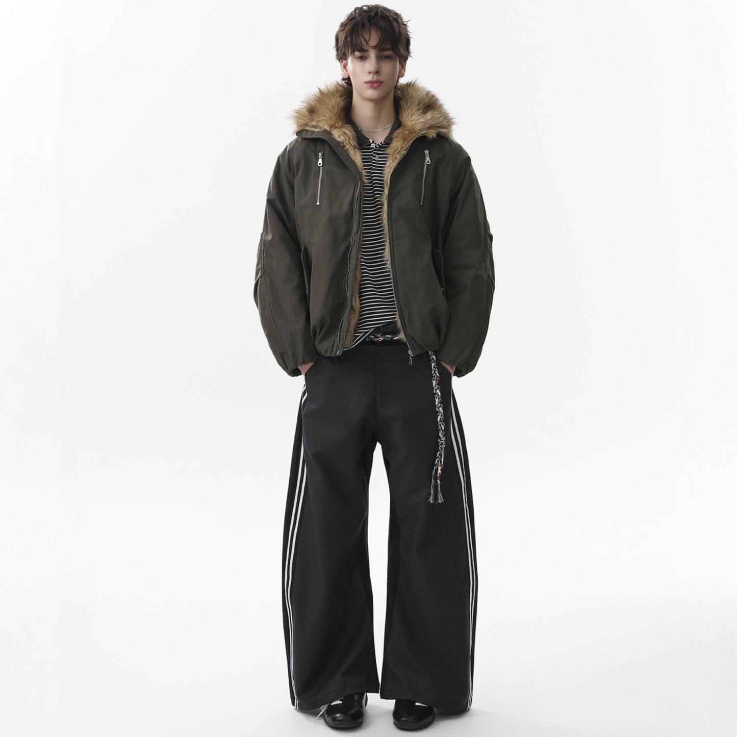 Fake Fur Collar Zipper Puffer Jacket  WN21870