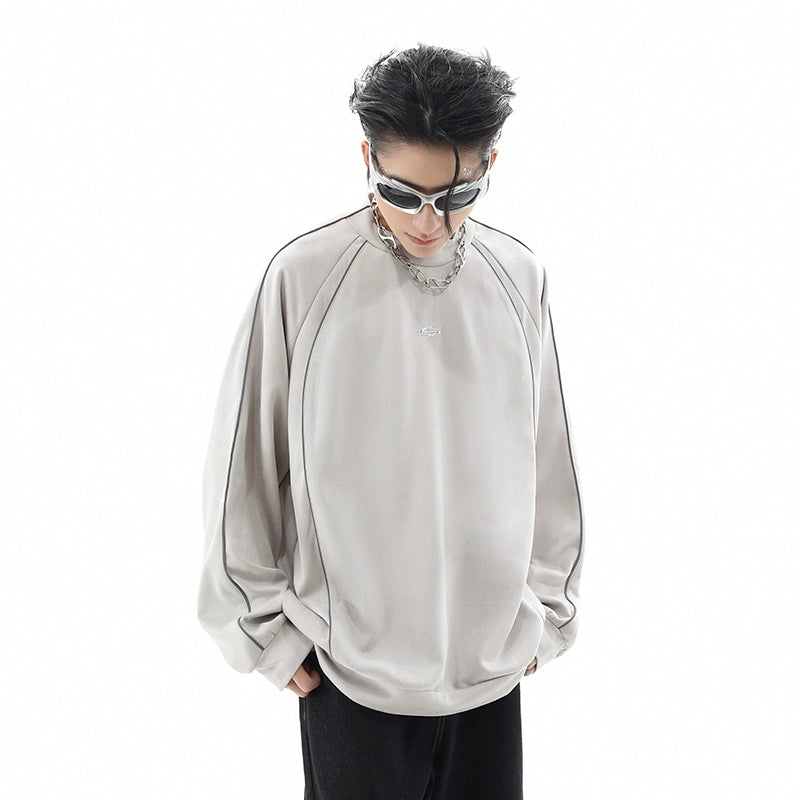 Reflective Suede Oversize Pullover Sweatshirt WN10408