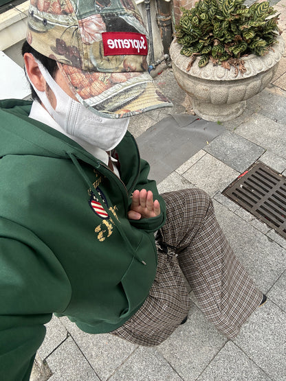 Embroidery Fleece Oversize Zipper Hoodie WN24392