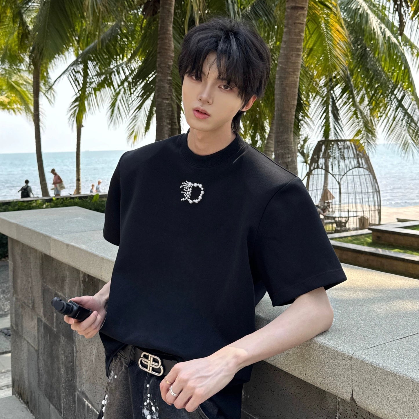 Pearl Embroidery Heavyweight Short Sleeve T-Shirt WN20742