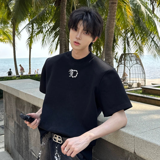 Pearl Embroidery Heavyweight Short Sleeve T-Shirt WN20742