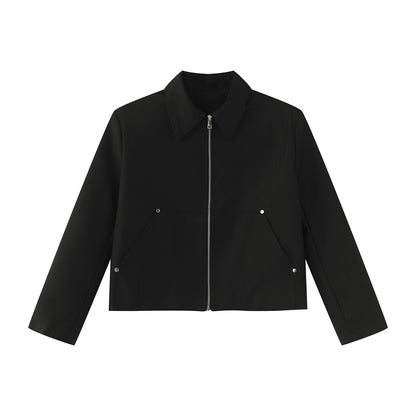 Zipper Cropped Jacket & Wide Leg Trousers Setup WN24887