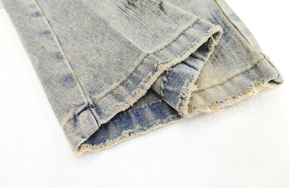 Washed Paint Wide Leg Denim Half Jeans WN27823