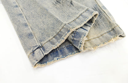 Washed Paint Wide Leg Denim Half Jeans WN27823