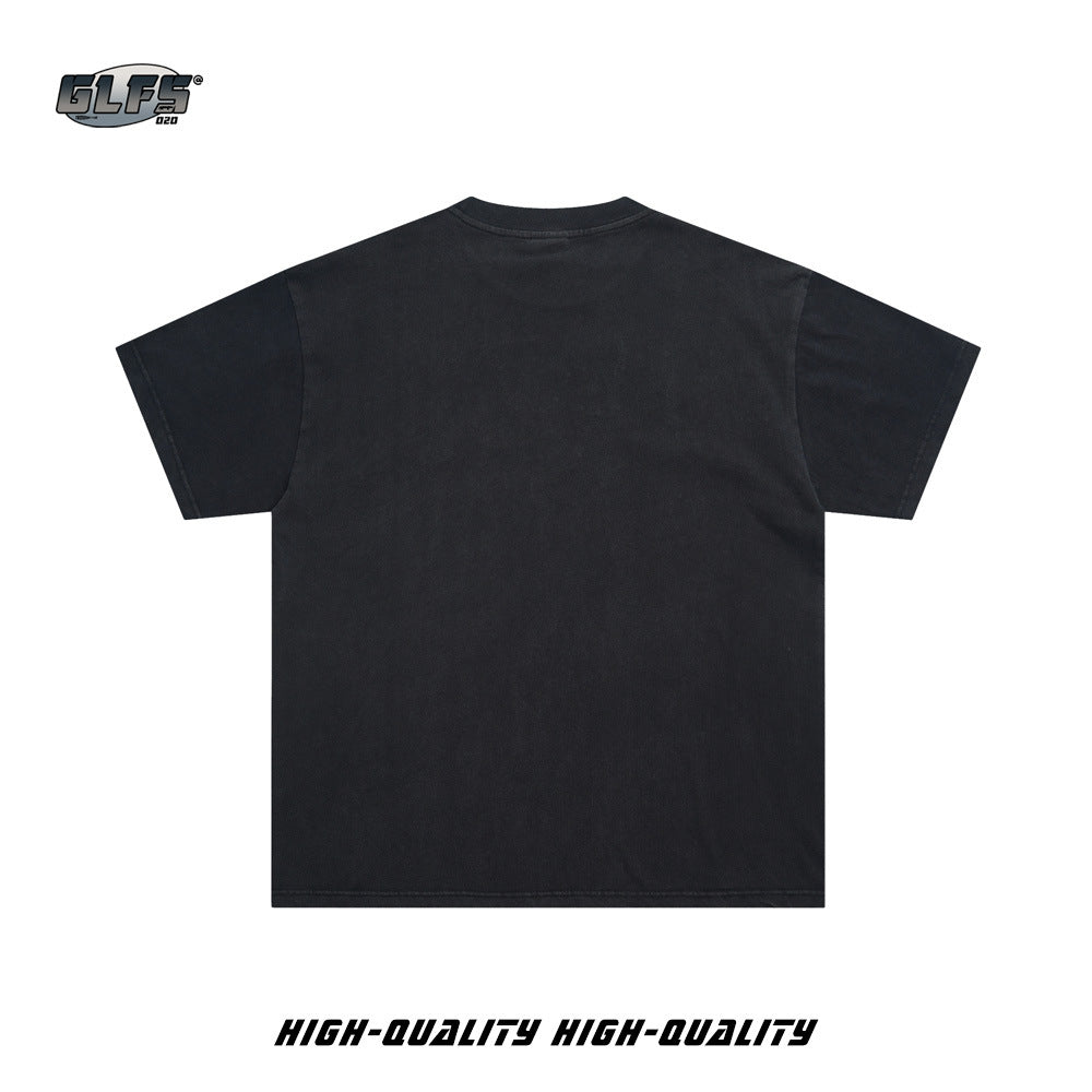 Portrait Graphic Letter Print Short Sleeve T-Shirt WN26424