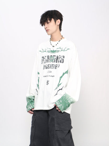 Graphic Print Oversize Long Sleeve T-Shirt WN24448