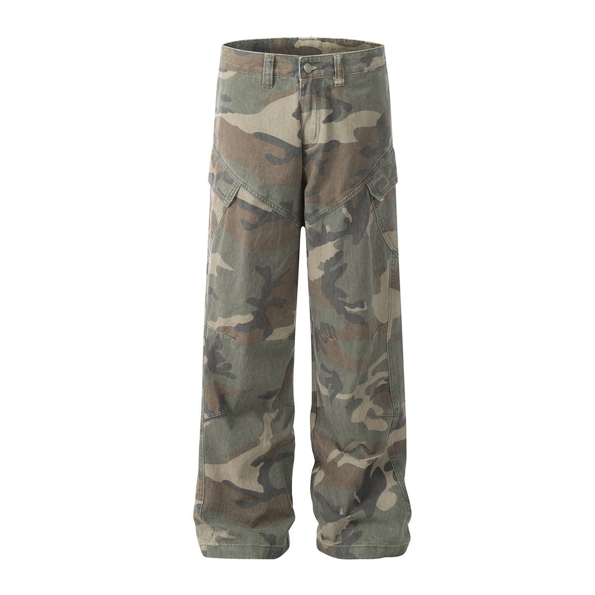 Camouflage Washed Wide-Leg Cargo Pants WN11353