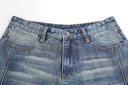 Denim Wash Wide Leg Half Pants WN25644