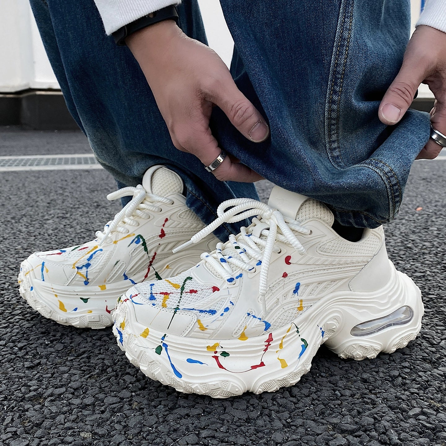 Air Cushion Lightweight Mesh Thick Sole Sporty Sneakers WN21253