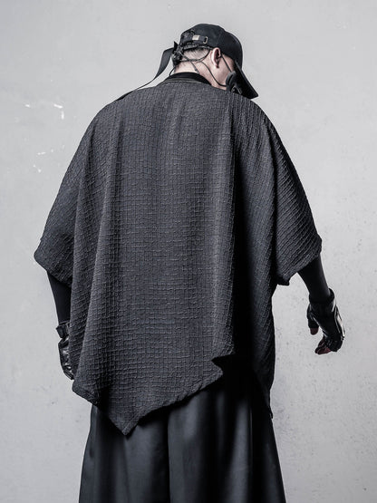 Irregular Texture Batwing Short Sleeve Shirt WN22569